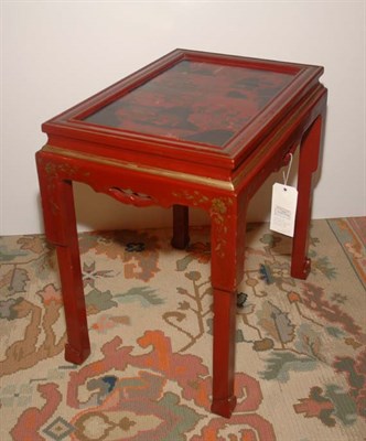 Lot 3204 - Chinese Red Lacquered Side Table Height 24...