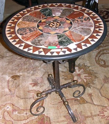 Lot 677 - Victorian Style Pietra Dura Top on Wrought...