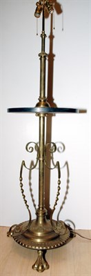 Lot 3474 - Victorian Style Brass Floor Lamp with Table at...