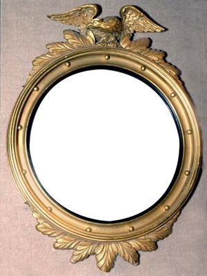 Lot 3309 - Regency Style Gilt-Wood Convex Mirror Height...