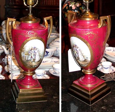 Lot 1413 - French Porcelain Urn with Oval Figural Group...