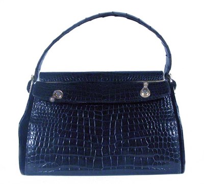 Lot 220 - Black Crocodile Travelling Handbag Attributed...
