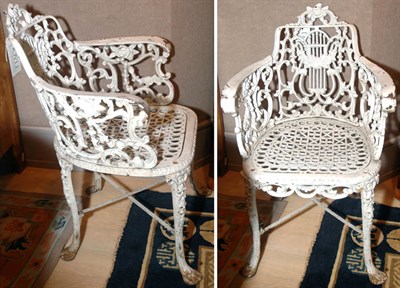 Lot 3395 - Four Painted Metal Garden Armchairs