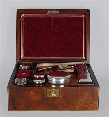 Lot 1311 - Victorian Brass Bound Burl-Walnut Travel...
