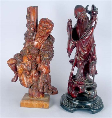 Lot 3361 - Two Chinese Wood Carvings of Immortals Height...