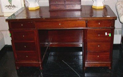 Lot 1195 - Mahogany Double Pedestal Leather Top Desk 19th...