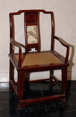 Lot 3339 - Chinese Stone Inset Hardwood Armchair