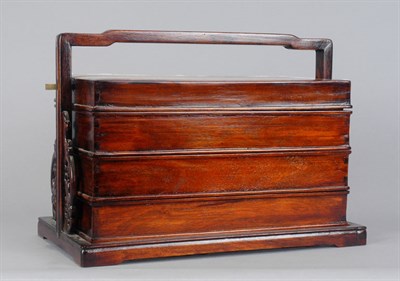 Lot 3268 - Chinese Hardwood Three-Sectioned Food Box 5...