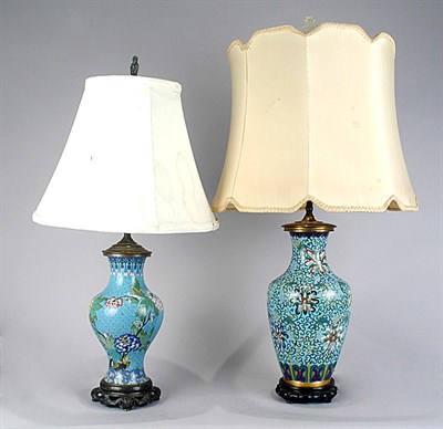 Lot 3397 - Two Chinese Cloisonne Vases Each mounted as a...