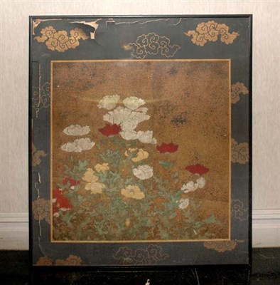 Lot 3543 - Japanese Painted Panel Poppies On paper Image...