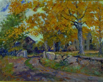 Lot 282 - Hal Robinson 1875-1933 OLD STONE WALL, AUTUMN...