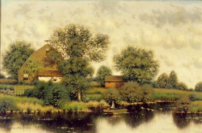 Lot 228 - Henry Pember Smith 1854-1907 COTTAGE BY A LAKE...