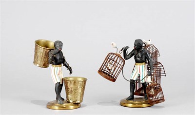 Lot 3333 - Pair of French Bronze Blackamoor Bird Sellers