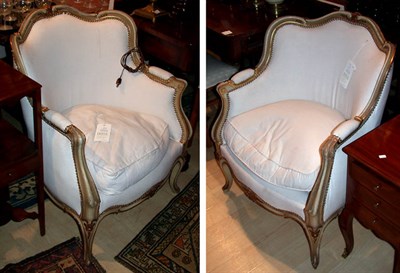 Lot 1374 - Pair of Louis XV Style Painted Bergeres
