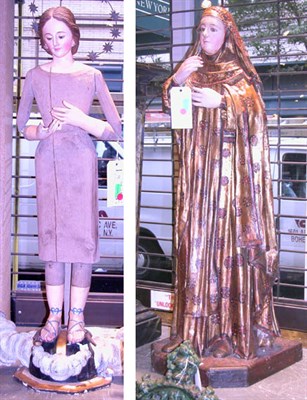 Lot 697 - Two Figures of Saints Including one carved...