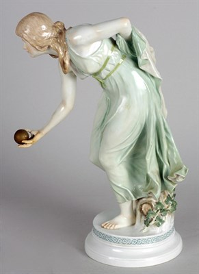 Lot 2476 - Meissen Porcelain Figure Of Atlanta, holding a...