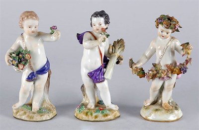 Lot 2471 - Three Meissen Porcelain Figures of Putti...