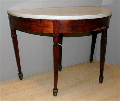 Lot 1360 - Italian Marble Top Walnut Demilune Console...