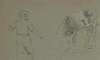 Lot 309 - Peter Moran 1841-1914 (i) MAN APPROACHING...