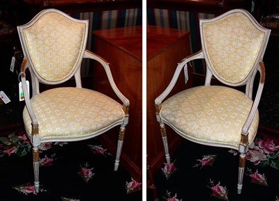 Lot 1189 - Pair of Georgian Style Painted Open Armchairs...