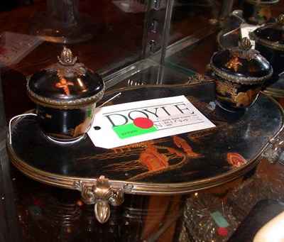 Lot 1554 - Regence Style Japanned Inkwell