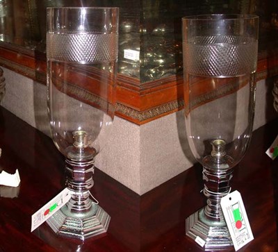 Lot 1511 - Pair of Art Moderne Chrome Candlesticks with...