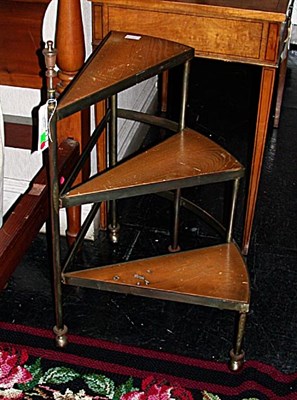 Lot 1185 - Steel and Oak Spiral Library Steps Height 33...