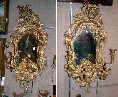 Lot 1567 - Pair of Rococo Style Gilt-Metal Mirror Back...