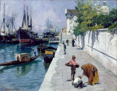 Lot 232 - Otto Henry Bacher 1856-1909 ZATTERI - VENICE...