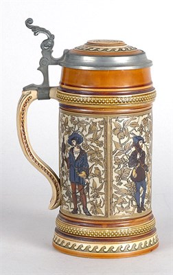 Lot 2331 - Mettlach Pewter Mounted Stoneware Stein Of...