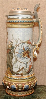 Lot 2317 - Mettlach Pewter Mounted Stoneware Flagon Of...