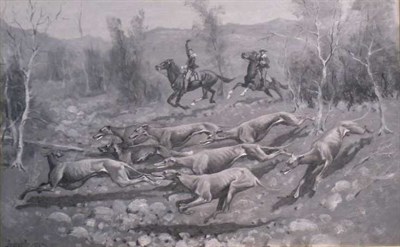 Lot 1293 - Frederic Remington 1861-1909 RUNNING A COYOTE...