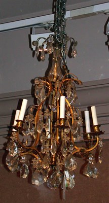 Lot 636 - Georgian Style Crystal Six-Light Chandelier