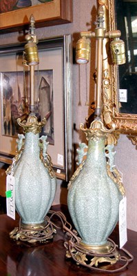 Lot 647 - Pair of Chinese Celadon and Crackle-Glazed...