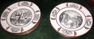 Lot 681 - Twelve Wedgwood Transfer Decorated Plates The...