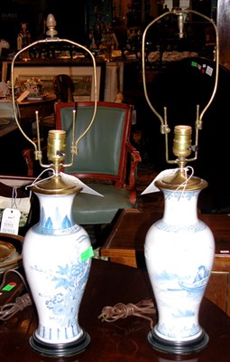Lot 502 - Pair of Asian Blue and White Porcelain Vases...