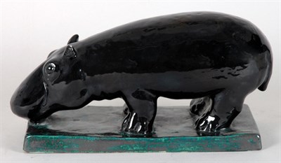 Lot 2738 - Art Deco Black Glazed Ceramic Hippopotamus...