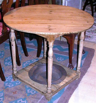 Lot 395 - Pine Table with Inset Metal Bowl Height 27 1/2...