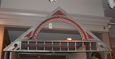 Lot 437 - Painted Triangular Headboard Height 40 inches,...