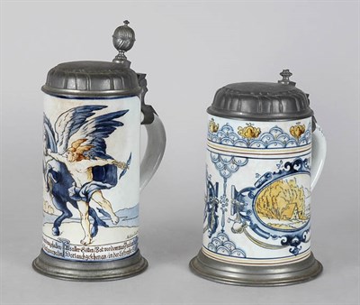 Lot 2319 - Two Villeroy & Boch Pewter Mounted Tin Glazed...