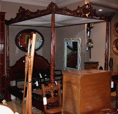 Lot 1250 - Georgian Style Mahogany Canopy Bed Height 8...