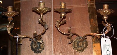 Lot 1304 - Two Pairs of Gilt-Metal Four-Light Sconces