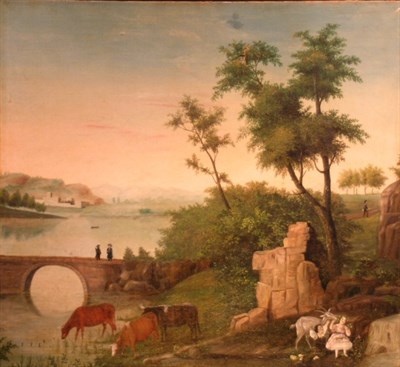 Lot 3088 - Continental School 19th Century BUCOLIC RIVER...