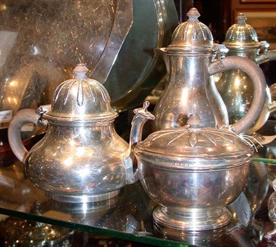 Lot 1494 - English Silver Three-Piece Partial Coffee and...
