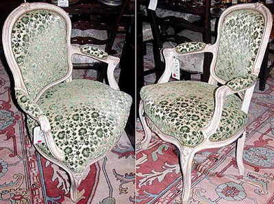 Lot 514 - Pair of Louis XV Style Painted Fauteuils