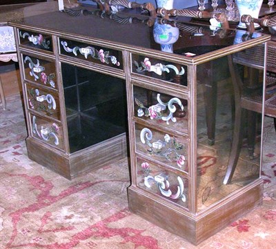 Lot 496 - Pedestal Style Floral Decorated Mirrored Desk...
