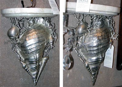 Lot 621 - Pair of Silvered Sea Shell and Marble Wall...