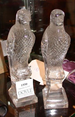 Lot 1550 - Pair of Clear Glass Falcon Figures