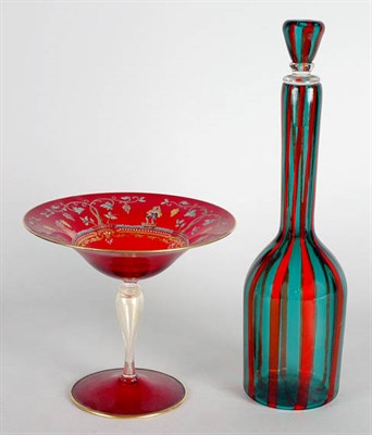 Lot 2112 - Two Italian Glass Articles Comprising a red...