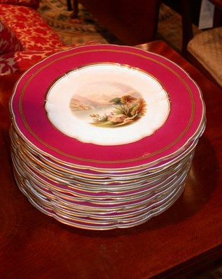 Lot 1625 - Set of Twelve English Porcelain Dessert Plates...